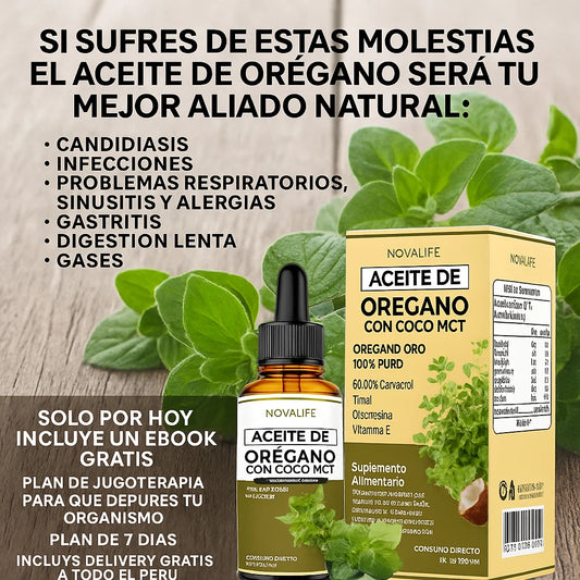 Aceite de Orégano 80% Carvacrol Timol y Vitamina E
